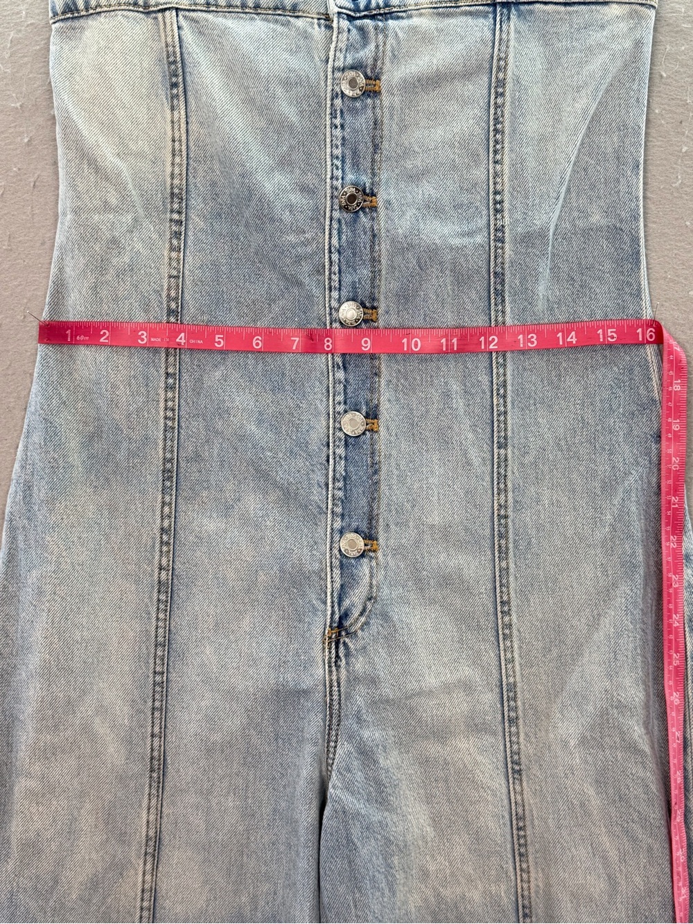 ZARA - women’s Denim strapless light wash blue jeans jumpsuit wide leg cotton M - Picture 8 of 11